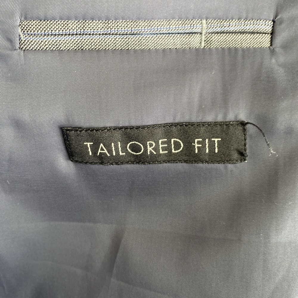 Jos A Bank Traveler Tailored Fit Sport Coat 46R Gray/Blue Glen Plaid Check - Picture 11 of 16